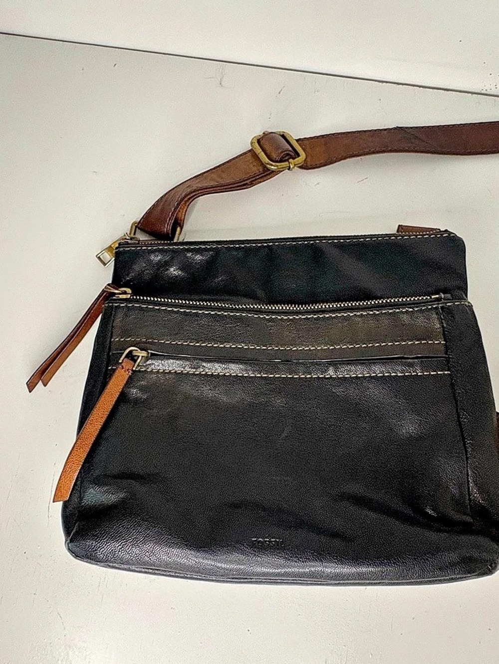 Fossil Erin Crossbody Bag Leather Black & Brown